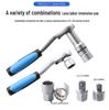 17-Piece Ratchet Socket Set with Bi-Directional Wrench, 12-Point Sockets, Bit Holder, Extension Bar, and Joint Tool.