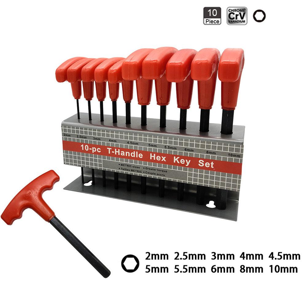 

T Handle Hex Key Allen Wrench Set Torx Star Screws Auto Bike Repair DIY Tools 10Pcs T Bar Wrenches With Stand