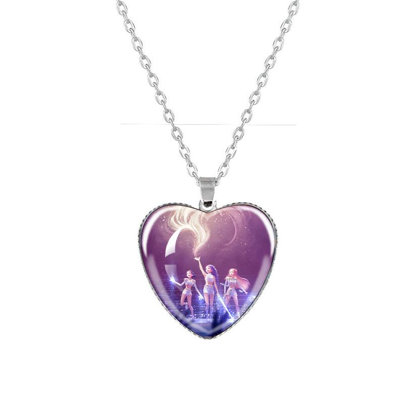 Kpop Demon Hunters Peach Heart Necklace: Anime-Inspired Jewelry for Fans