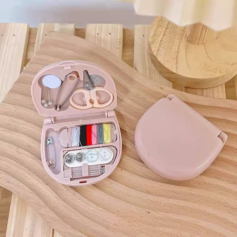 

Мини-коробка для иголок и ниток, креативный портативный набор для дома и спальни, швейный инструмент, набор большой емкости розовый