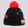 Bow Red Knitted Woolen Hat Warm Thickened Brimless Cap Fashion Big Pullover Hat  Girls