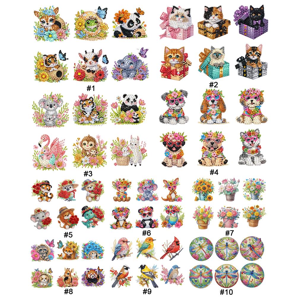 6Pcs Acrylic DIY Diamond Art Refrigerator Magnet Diamond Painting Fridge Magnets Crystal Sparkling Diamond Magnets Set