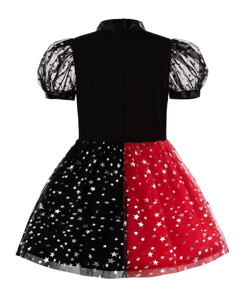 ReliBeauty Clown Halloween Costume for Dress Red and Size 120 Costume, Girls, Kids, Parties, Events, Set, Black,