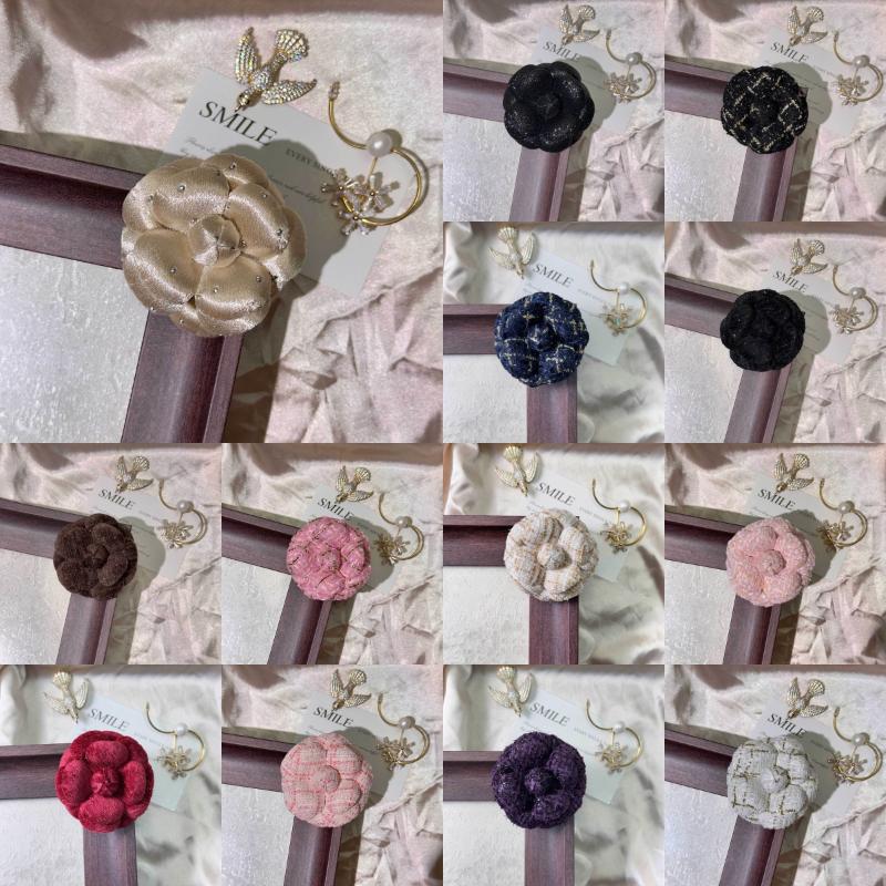 French Style Fabric Camellia Brooches Vintage Elegant Flower Lapel Pins For Women Fashion Wedding Party Badge Accessories Gifts