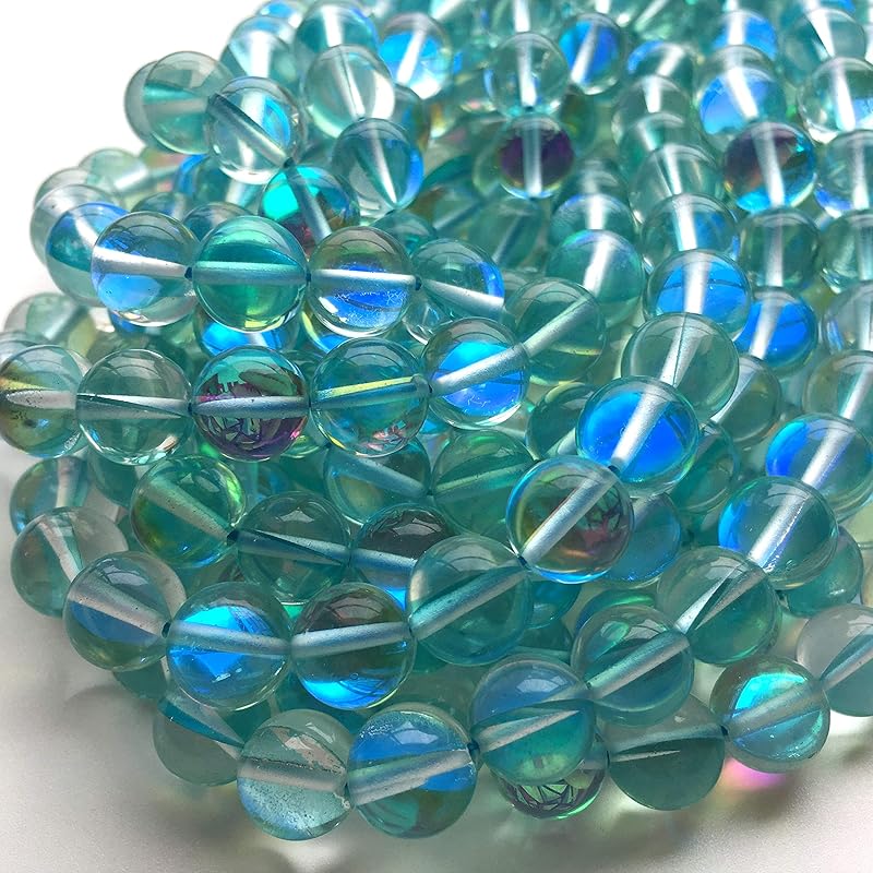 Mystic Aura Quartz Aqua Round Gemstone Stone Beads 6mm 8mm 10mm 12mm - (Item Dia: 8mm About 48pcs)