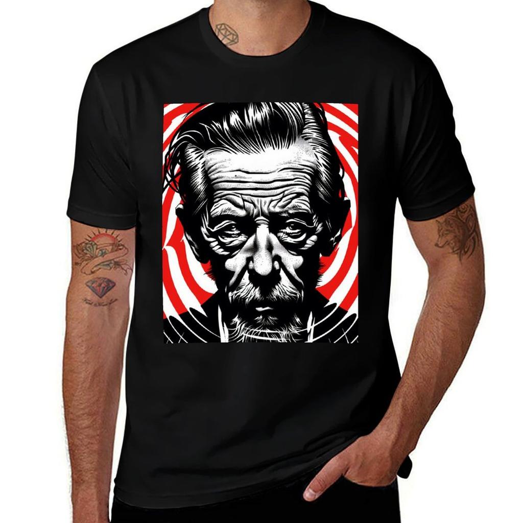 Alan Watts Black White Red Op Art Mindblowing Spiritual Wisdom In Dynamic Visual Form Tshirt Large Size Casual Tee Shirt
