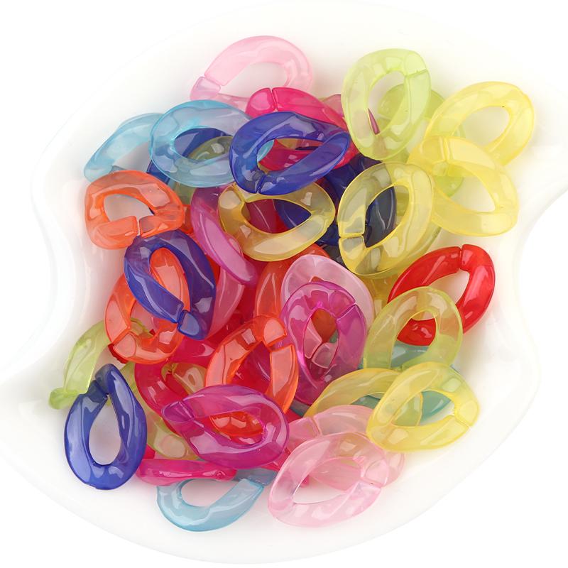 20pcs Ins Retro Rainbow Buckle Acrylic Long Chain Beads For Men Women Curb Cuban Link  Jewelry Making DIY Bracelet Necklace