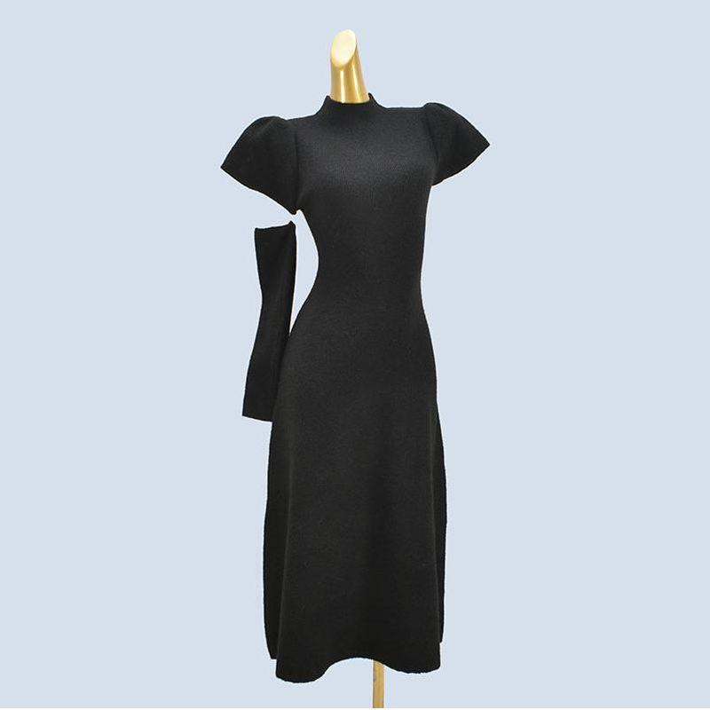 Single Product Variety Slim Fit below the Knee Knitting Bottoming Dress Women's Clothing Fall and Winter New Type Hip Skirt Long Dress