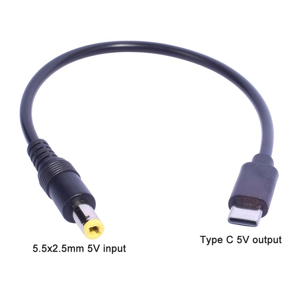 Convenient USB C to DC5.5x2.5mm/DC5.5x2.1mm Male Extension Cable Charging Cord for Tablets Cell Phones Charge Wire