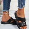 Fashion New Summer Platform Shoes for Women's Metal Buckle Flip-flops Breathable and Hard-wearing Beach Shoes