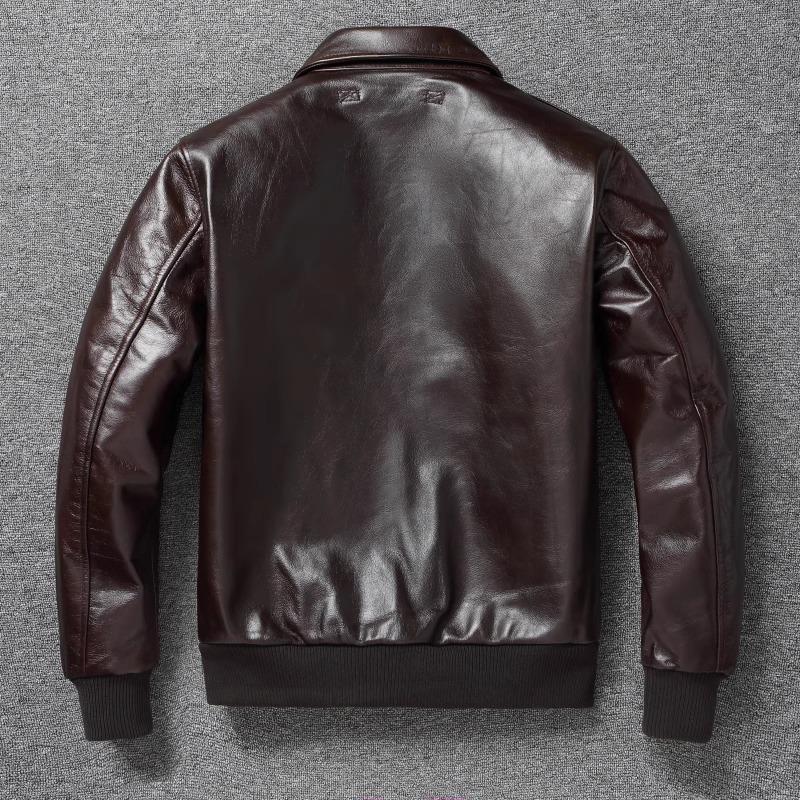 Chinese Size Brown Oil Waxed First Layer Genuine Cowhide A2 Great Escape Genuine Leather Jacket Men Loose Lapel Flight Jackets