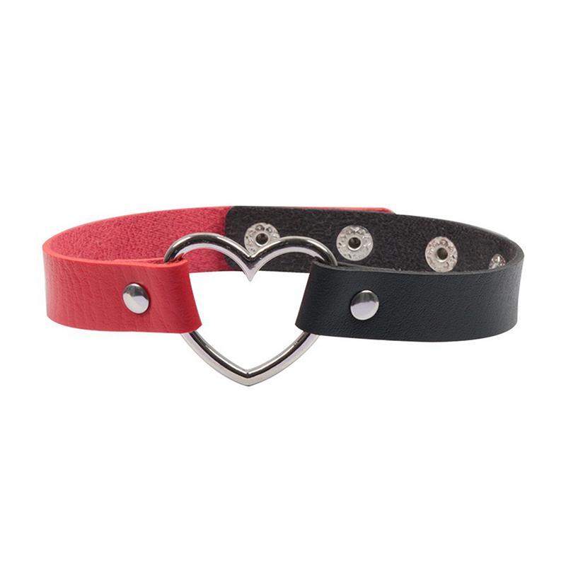 Black Multi Color Punk Collar Necklace Sexy Pu Leather Heart Lock Key Spike Choker For Women Gothic Cosplay Party Jewelry