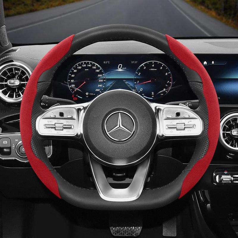

Suitable for Mercedes-Benz Anti-Slip Buckle Segmented Suede Steering Wheel Cover Suitable for E Class S C a Glc Suv Eqc Gle Gla Eqe Amg Eq C63