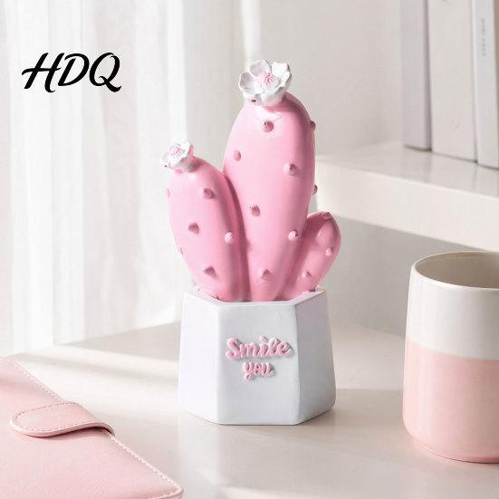 Macaron Style Cactus Resin Figurines Home Ornament Desktop Decor Durable Decor Geometric