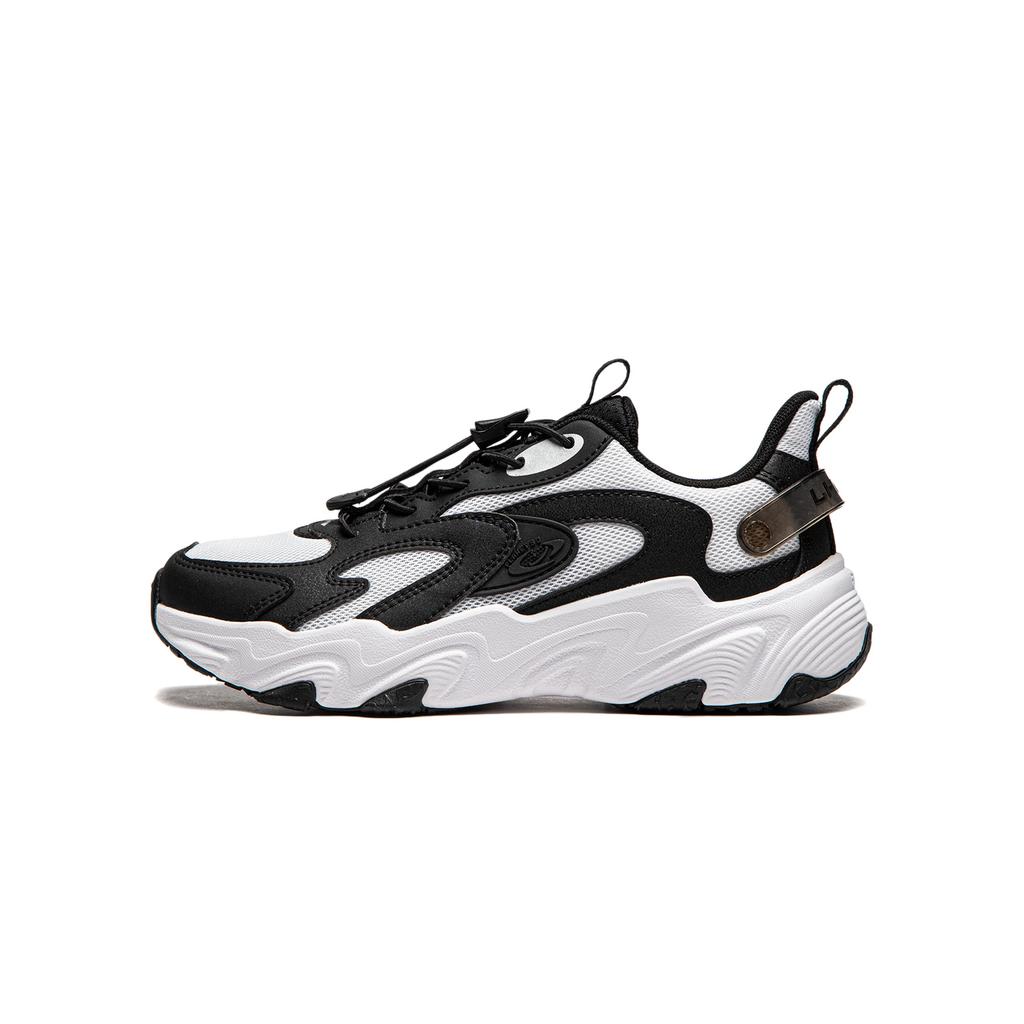 Li Ning Kids Soft Lightweight Shock Absorbing Low Top Casual Shoes Kids sneaker White Black YKCU112-1