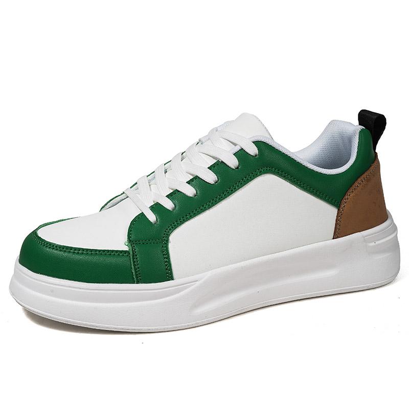 Unisex Lace Up Flat Bottomed Thick Sole Sports Shoes, Versatile, Mixed Color Leather Breathable Comfortable Casual Walking Shoes