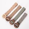 Bohemian Round Wood Buckle Elastic Woven Waist Belt for Women - Summer Dress Accessory