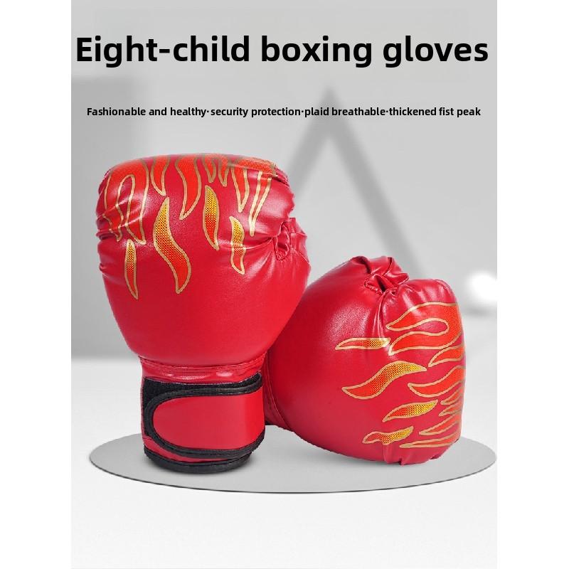 Tiger Flame Print Childrens Boxing Gloves Pu Material For Kids And Teens With Impact Protection For Training
