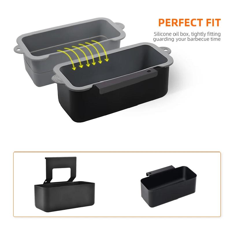 Silicone Barbecue Oil Collection Box Foldable Silicone Oil Receptacle for Blackstone Foldable Grease Lined Silicone Pad