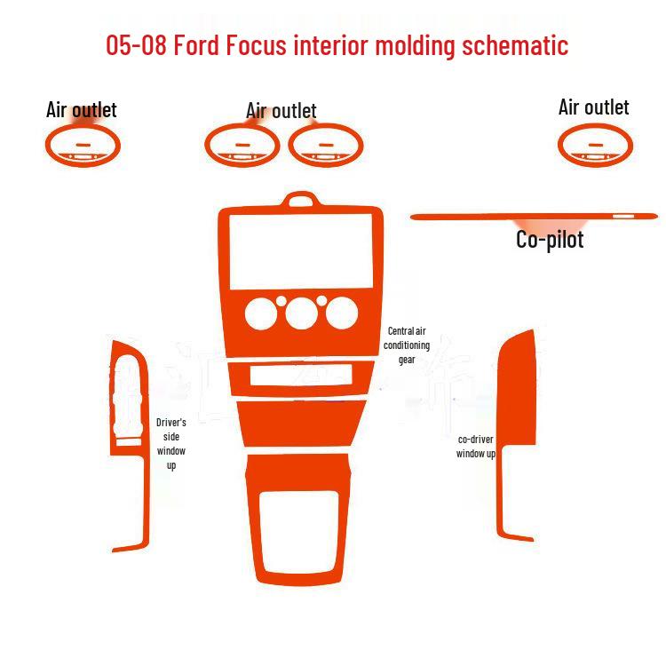 Ford Focus 2005-2008 Carbon Fiber Interior Console Sticker