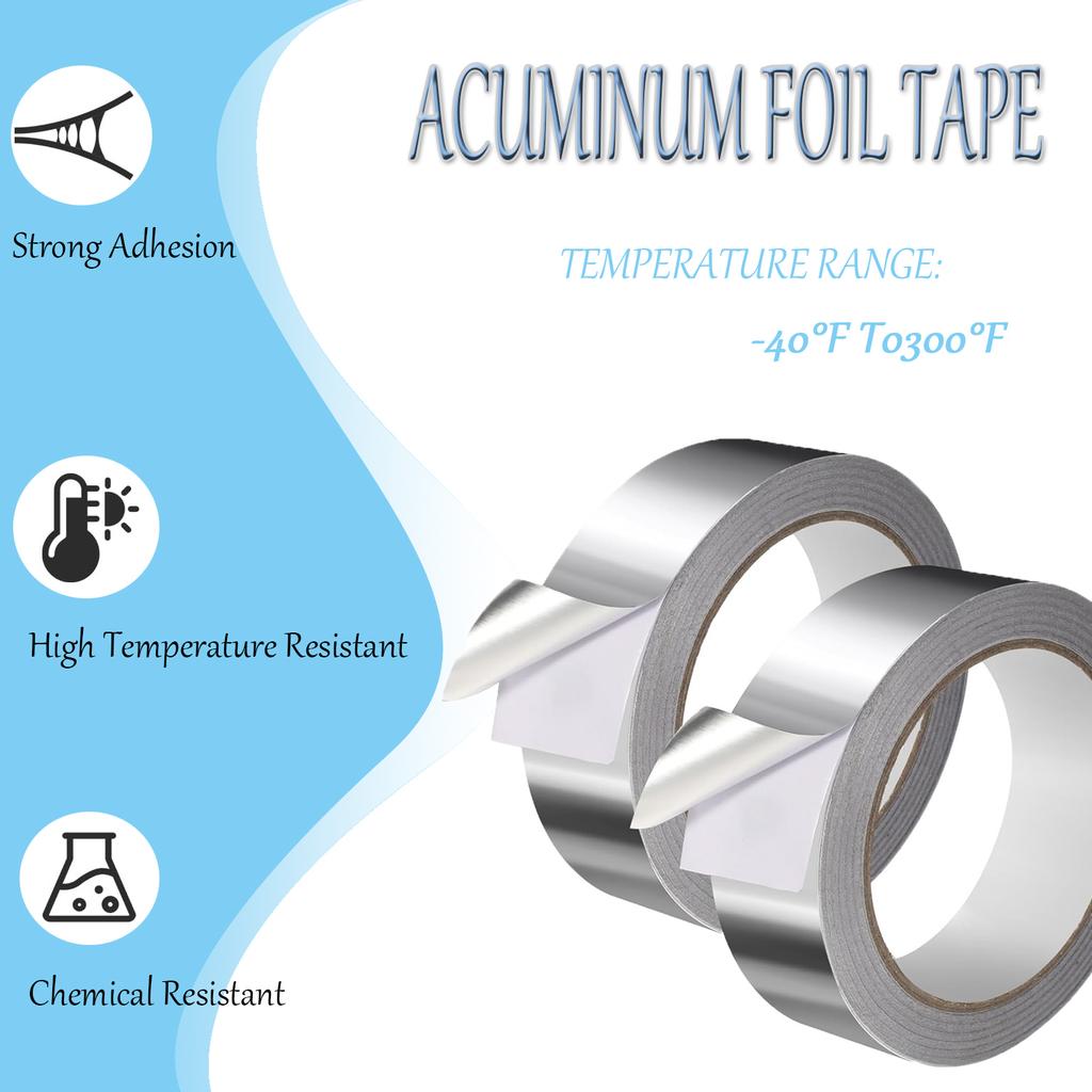 High Temperature Resistant Aluminum Foil Tape Kitchen Pipe Repairs Tape Adhesive Sealing Box Heat Insulation Leak-proof Tape
