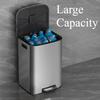 Pedal Trash Can Stainless Steel Waste Bins Large Food Waste Disposal Wastebin Household Kitchen Standing Litter Bin Container