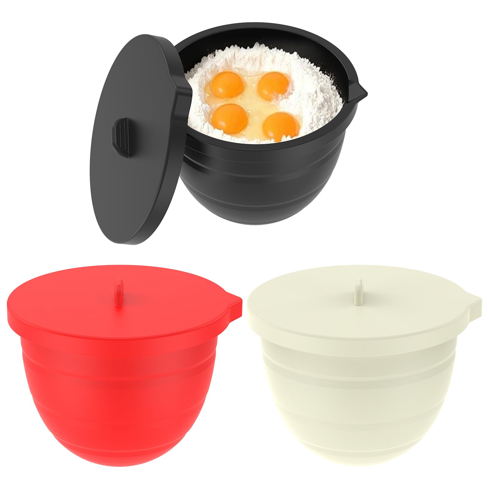 3Pcs Silicone Mixer Liner Foldable Silicone Mixer Bowl Liner with Lid Stackable Mixer Bowl Liners for  Qt Tilt Head Stand Mixers