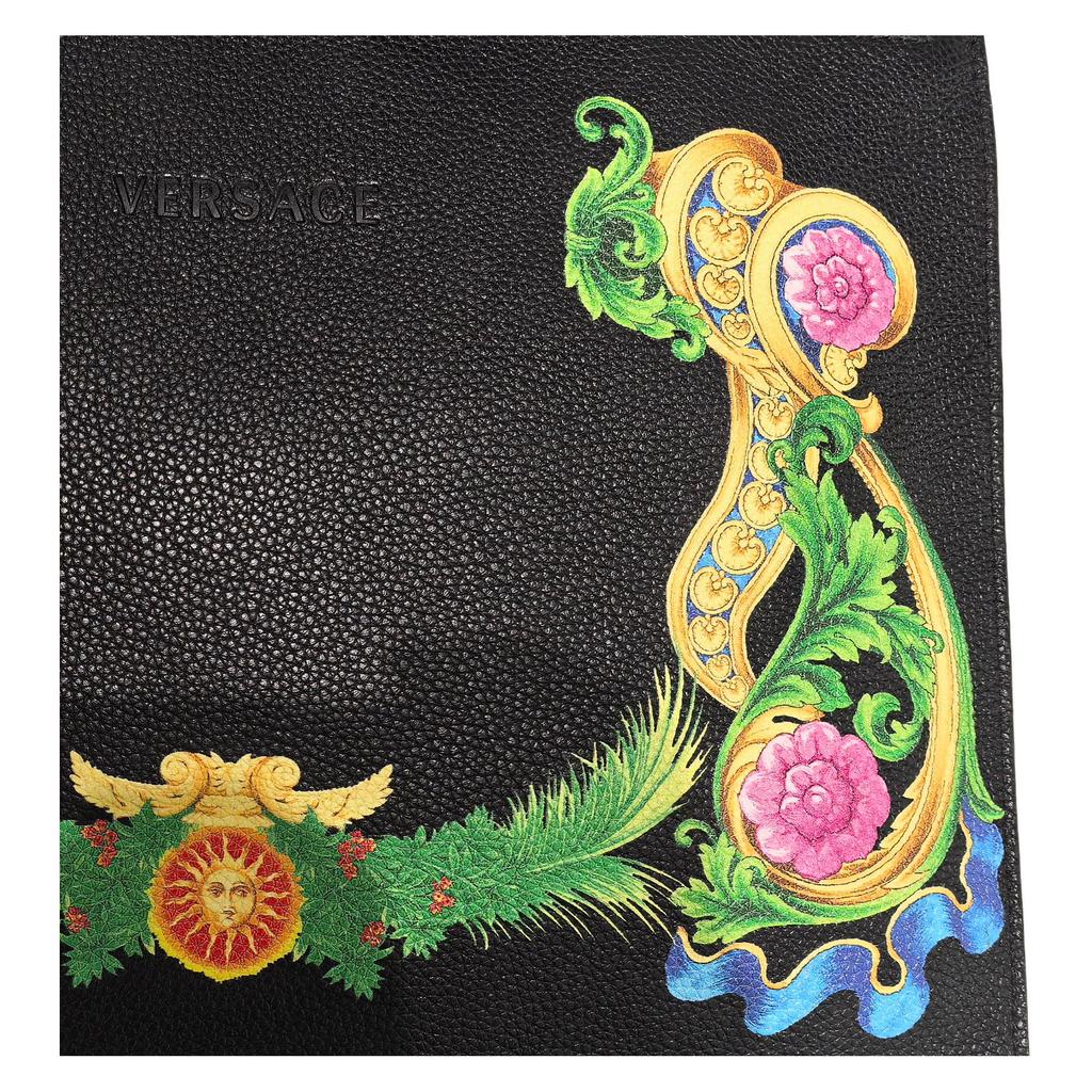 Versace Floral Collection Leather Clutch Bag Large Unisex Clutch Bag Black DP85102-DVSIG-D41MP