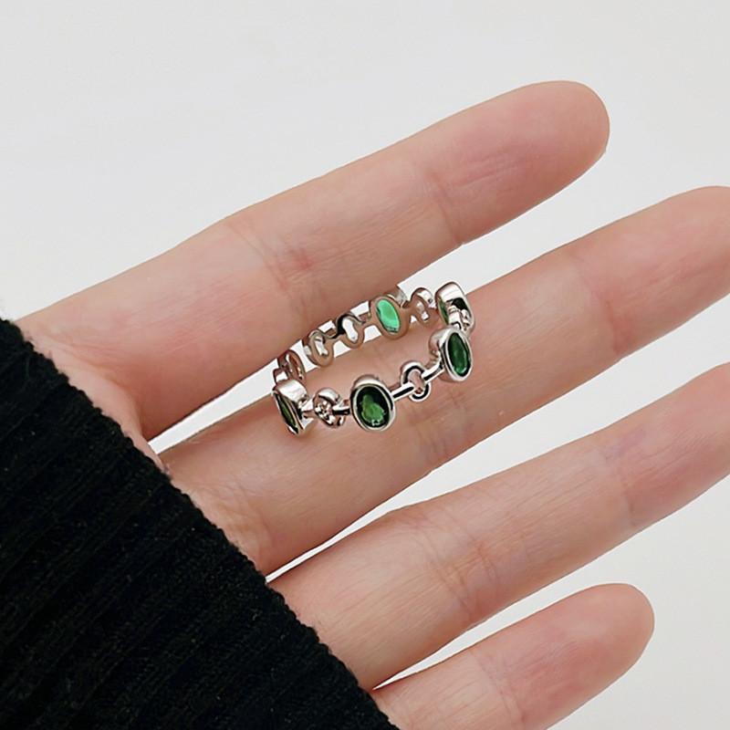 

Modern Open Minimalist Copper Ring With Gorgeous Green Zircon For Everyday Fashion Womens