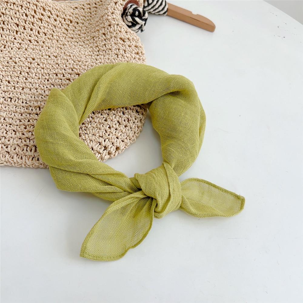 Retro Small Plaid Linen Square Scarf Literary And Versatile Women'S Summer Neck Protection Small Silk Scarf Scarf Accessories