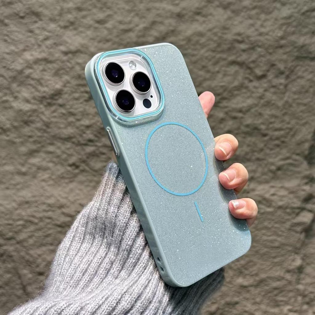 Applicable To Apple 16 Thin Circle Magnetic Suction Phone Case Official Glitter Powder IPhone 15 ProMax Premium Sense 14 Protection Case