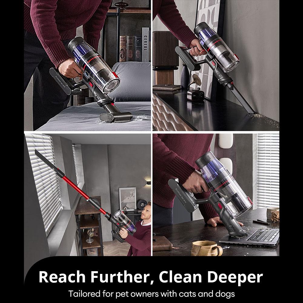 Aspirateur Balai Sans Fil Ultenic U16 Flex, Aspiration 45000Pa, Autonomie 60min, Tube Flexible à 180°, Brosse Anti-Enroulement