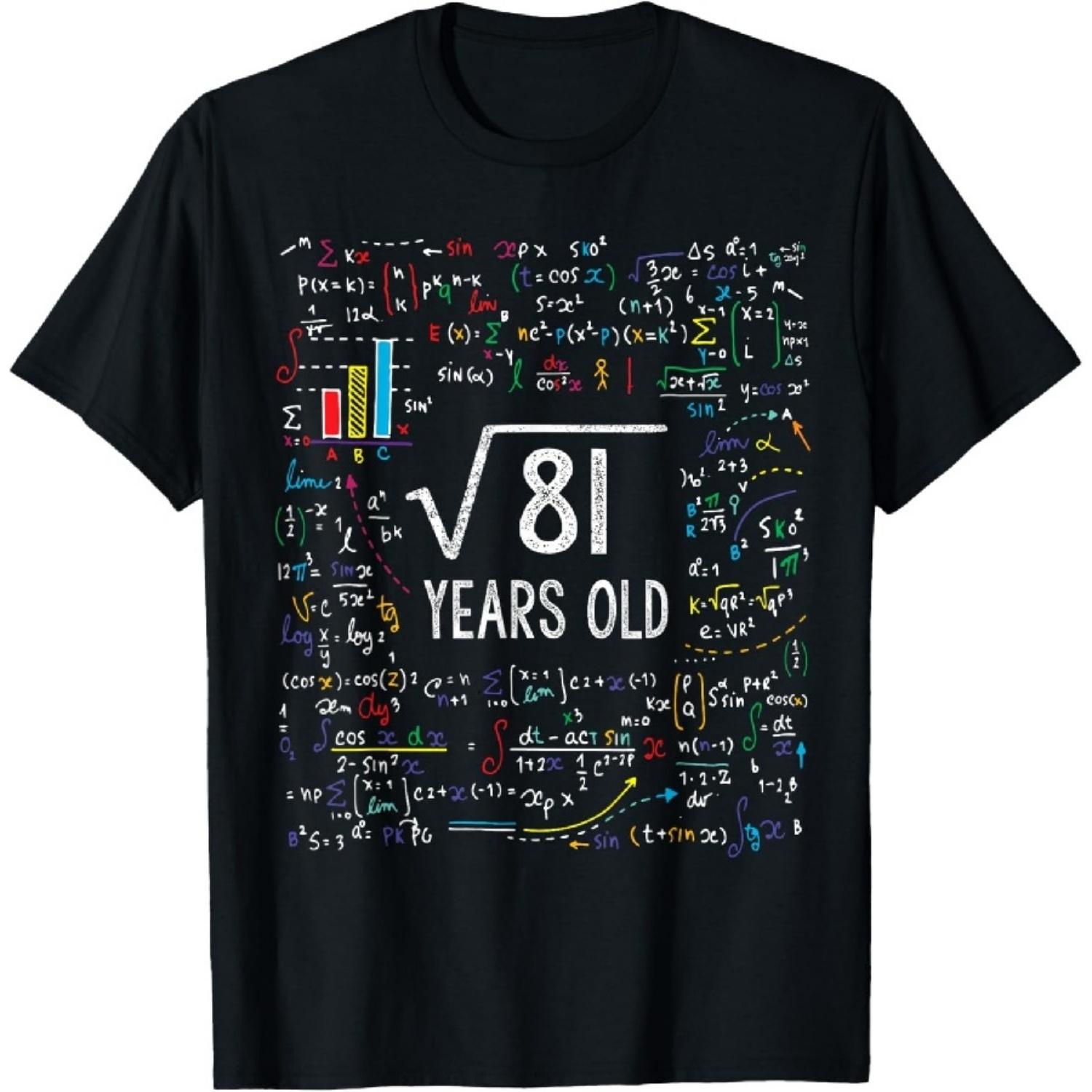 

Square Root Of 81 9th Birthday 9 Year Old Gifts Math Bday T-Shirt XXXXXL чорний