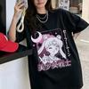 Sailor Moon Vintage Japońska Anime Grafika Bawełniana Koszulka Letnia Unisex Damska Streetwear Harajukju YK Koszulki dla Par Kawaii
