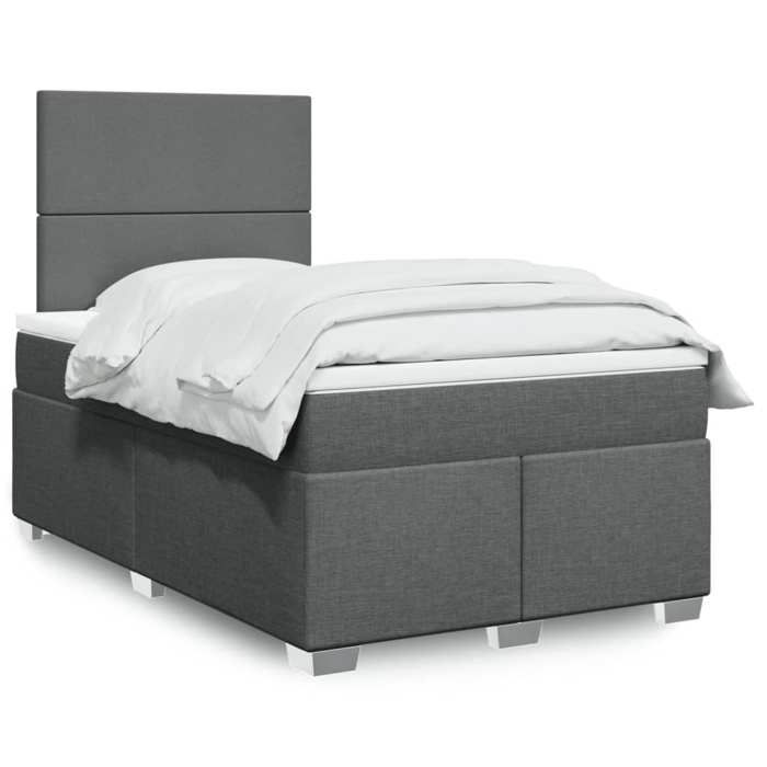 VidaXL Sommier à lattes de lit avec matelas gris foncé 120x190cm tissu, lit, lit à plate-forme, lit à panneaux, meuble de 3292721
