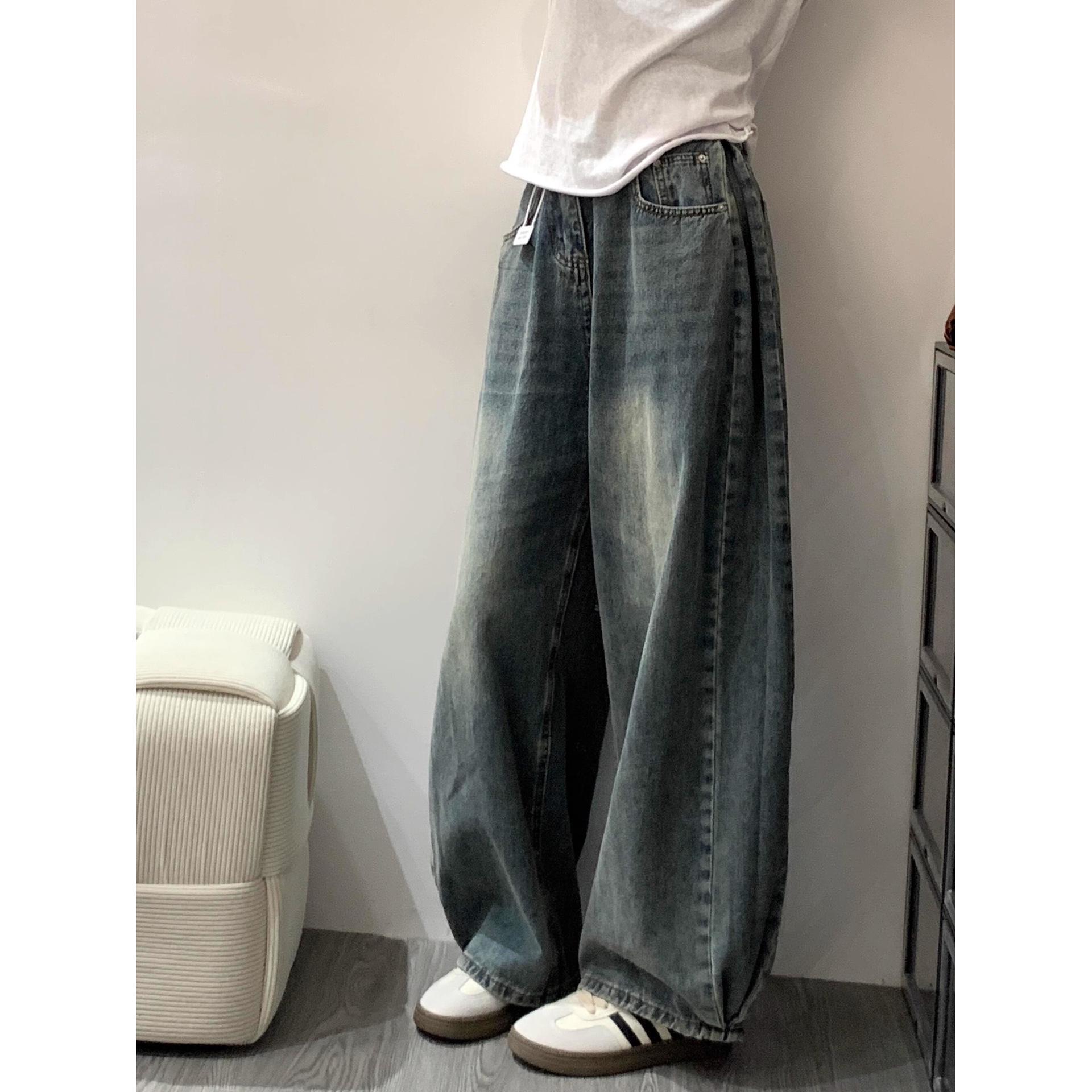 

Women s Plus Size High-Waisted Pleated Wide-Leg Jeans - Autumn/Winter Floor-Length Slimming Trousers Size 5XL [87.5-100 kg]