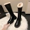 Women's 2025 Knee-High Waterproof Fleece-Lined Slimming Boots - Thick-Soled, Over-the-Knee, High-Top Cotton-Padded Winter Knight Boots.