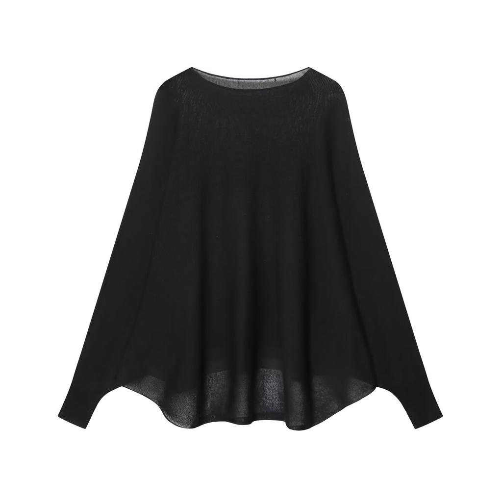 European and American style, new women's clothing, fashionable, versatile, cross-border comfortable black flat needle knitted sweater