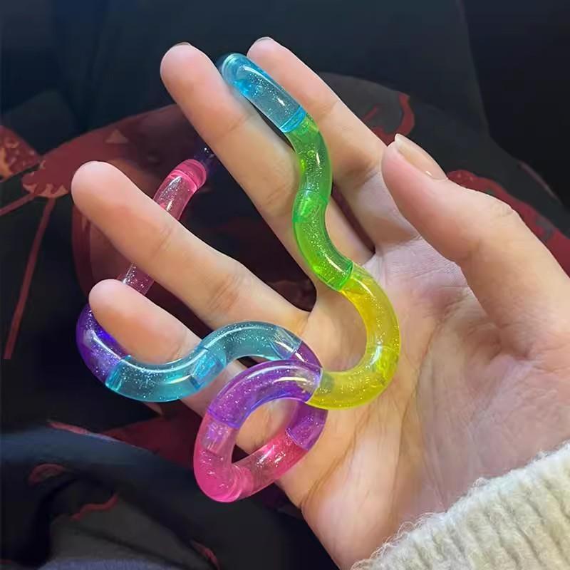 Tangle Deformable Rope Fidget Toy Deformation Rope Knot Pressure Stress Relief Toys Color-Changing Stress Relieving Twisty Ropes