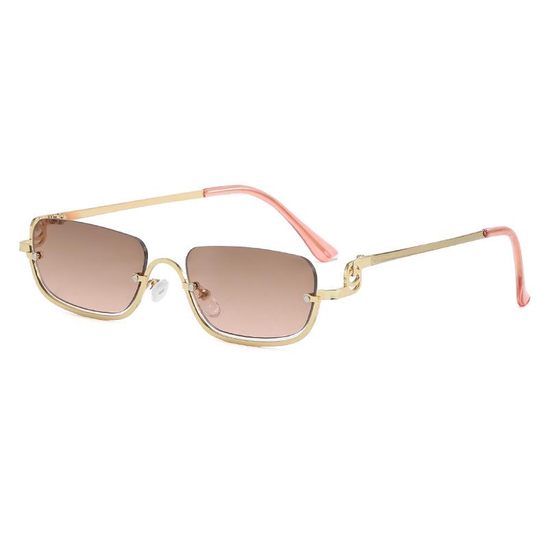 New European and American style small square half-frame fashion sunglasses for women Stylish sunglasses for women for taking photos