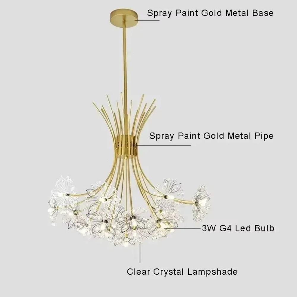 Luxury Bouquet Pendant Light Restaurant G4 Hanging Lamps Golden Suspension Lighting Bedroom Dining Room
