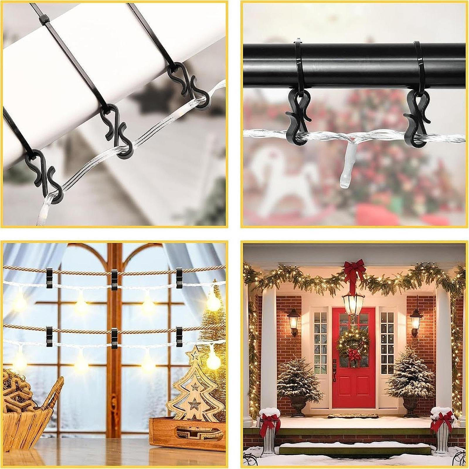 

120 шт. зажимов для светильников для водостоков, крючков для подвешивания, вешалок с застежками-молниями для дня рождения в помещении белый