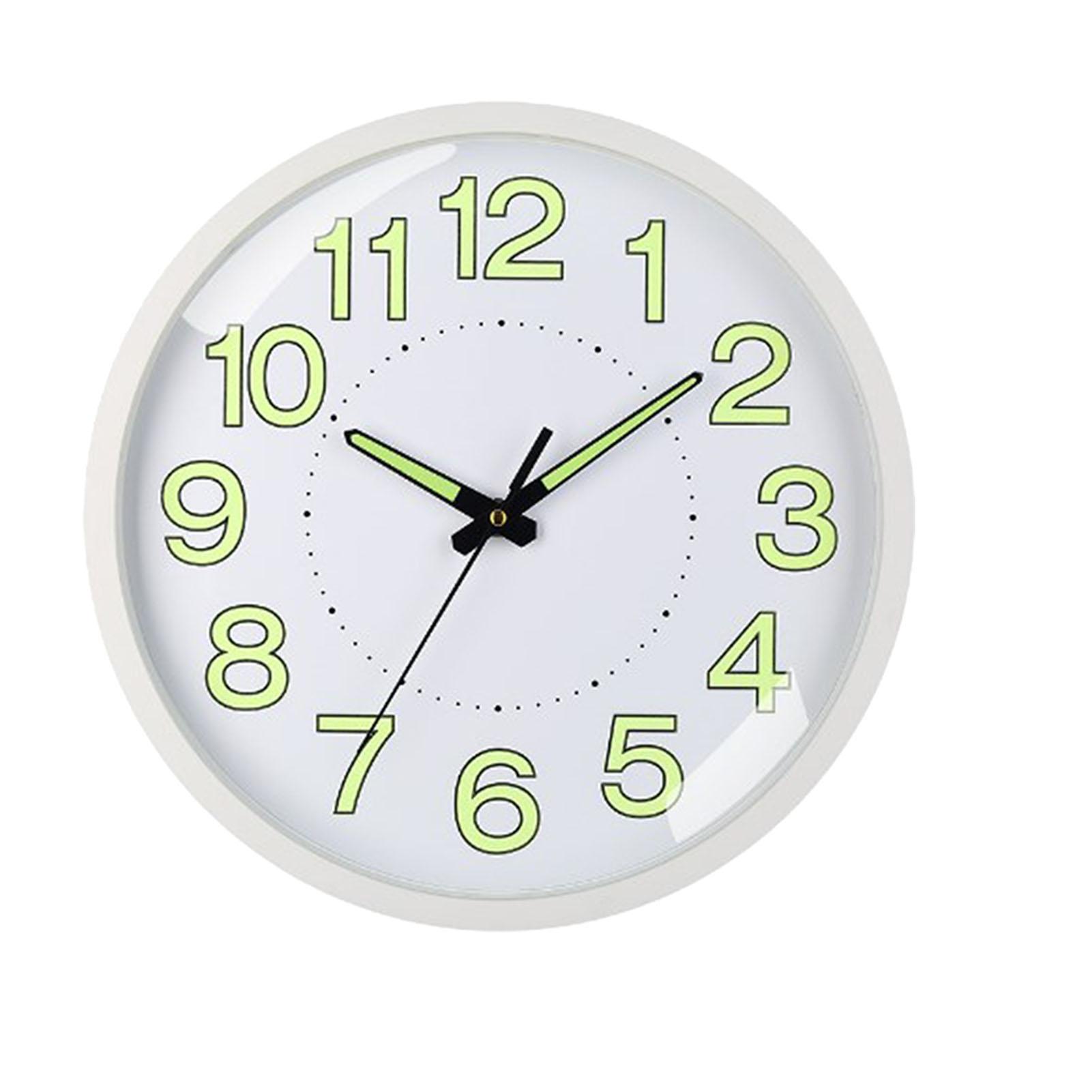 

Бесшумные кварцевые часы Пластиковые настенные Светящиеся Тихие для гостиной Спальни 12 дюймов 30 см Розовое золото белый