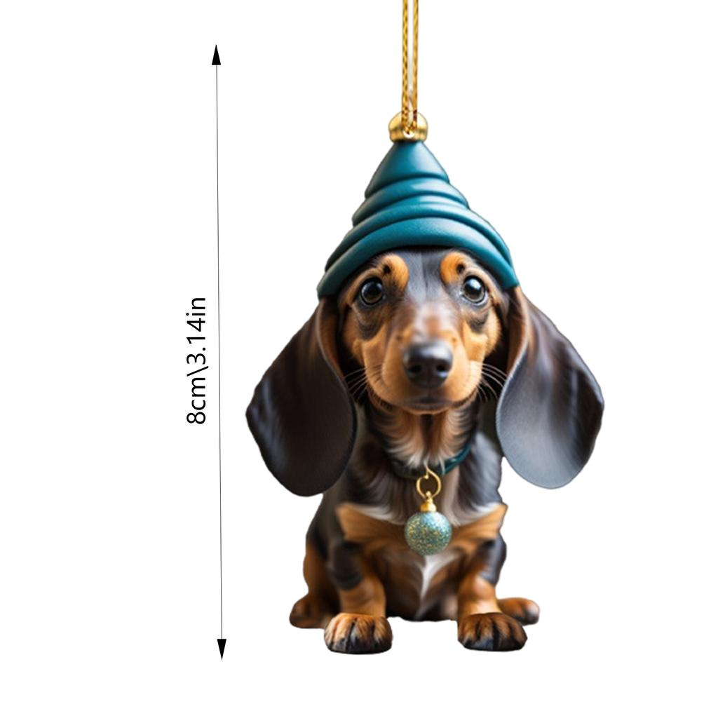 Christmas Acrylic Dog Pendant 2D Acrylic Christmas Dog Ornaments Festival Dachshund Set For Car Backpacks Doors