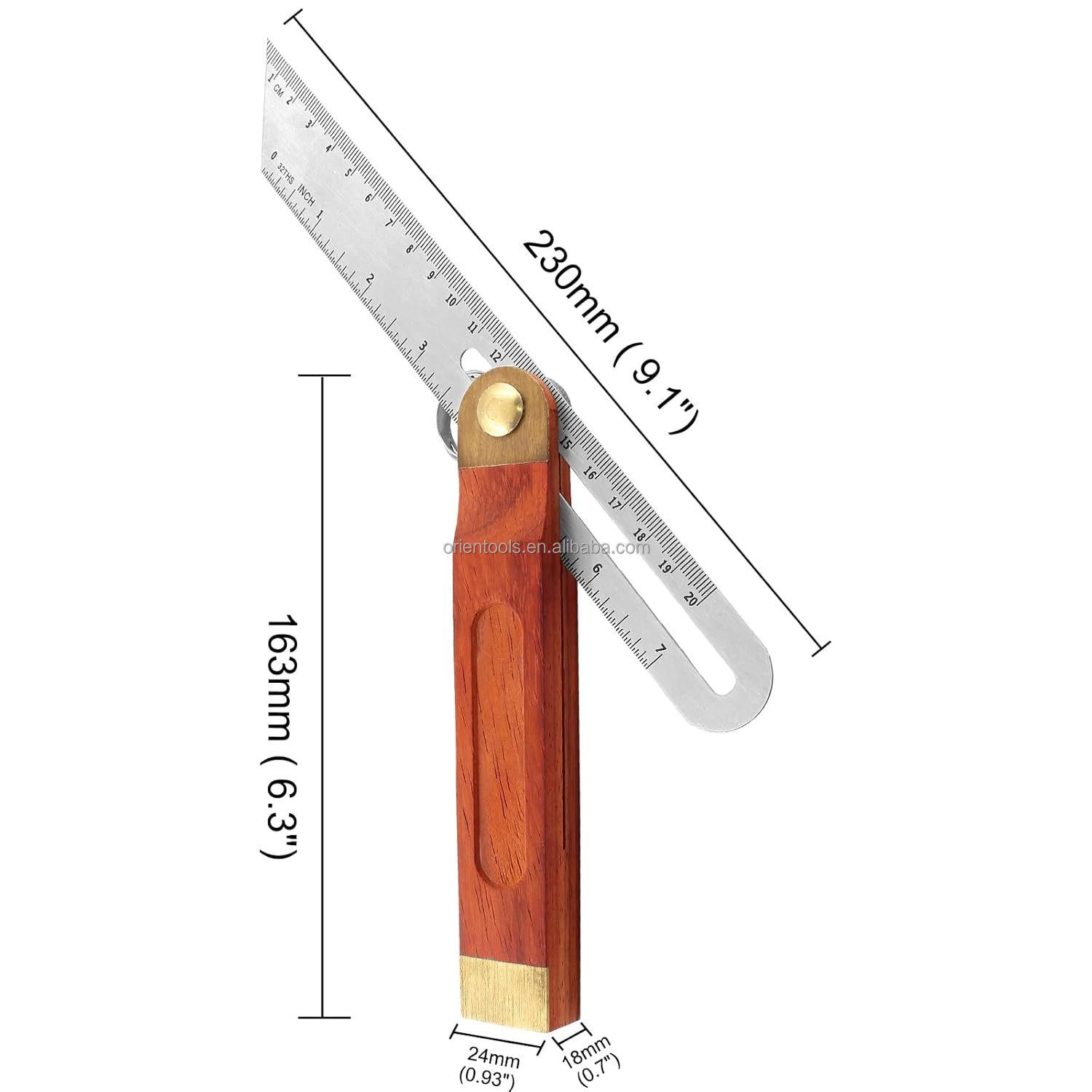 9 Inch Adjustable Square Ruler Protractor with Hardwood Handle 9 Inch/230mm
