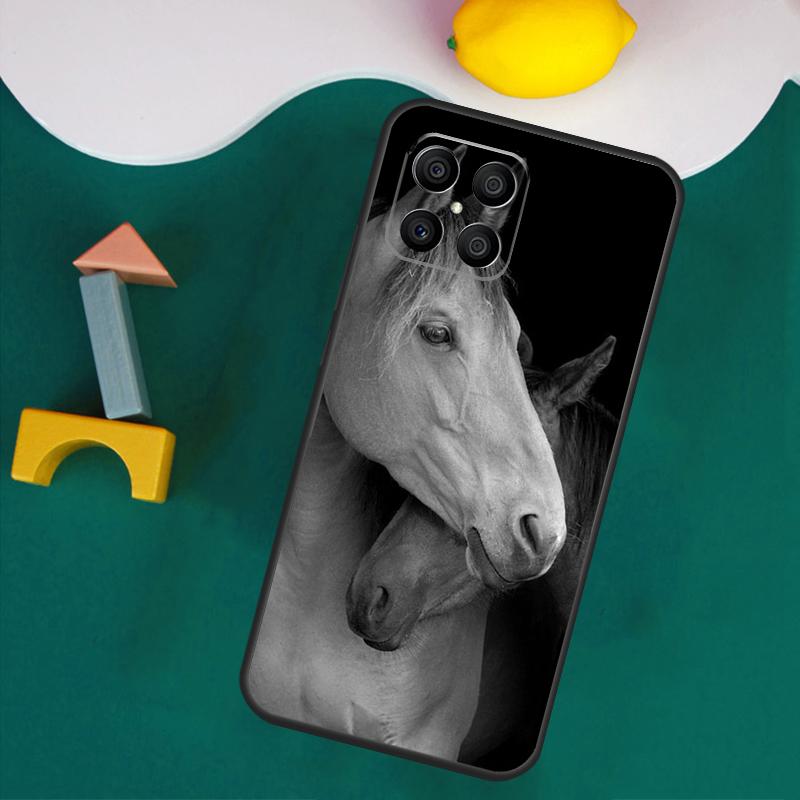 

Черно-белый чехол с лошадью для Honor Magic 7 5 6 Lite Honor 200 Pro 50 70 90 Lite X9a X8a X8 X9 X8b X9c X9b Чехол Honor 90 Lite