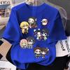New Summer "Demon Slayer" Cartoon Print Pure Cotton Boys' and Girls' Round-neck Casual Short-sleeved Loose-fitting Shirt