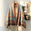 Double-Sided Women's Winter Ink Painting Snood: Imitation Cashmere Scarf for Air-Conditioned Rooms.