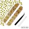 1 Set 12 Grids Nail Art Rhinestone Kit with Storage Box Drill Pen Tweezers Glass Flatback Rhinestone DIY Nail Design Crafting Decoration Fake Gems