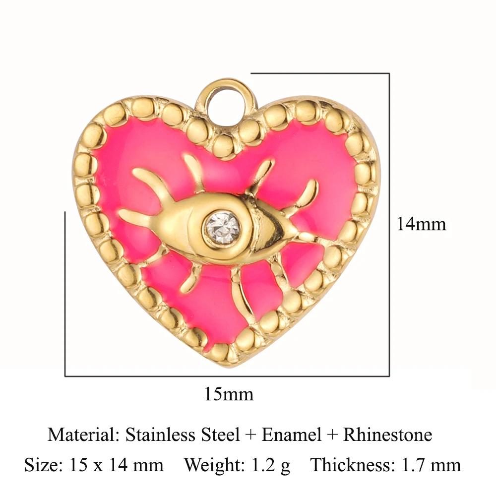 Sun Evil Eye Mirror Polished 316 Stainless Steel DIY Charm Moon Hamsa Hand Zircon Jewelry Star Heart Necklace Pendant